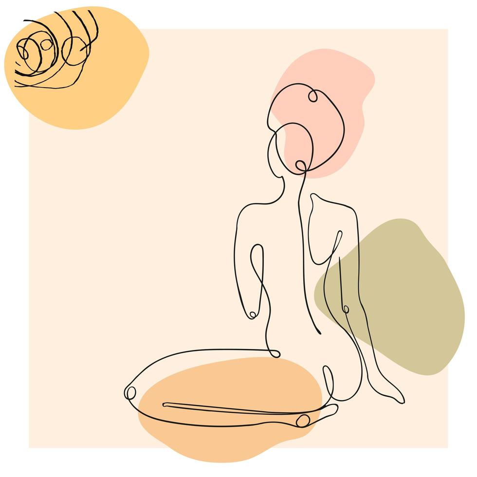 Ilustración del esquema del cuerpo de la mujer sobre fondo floral vector