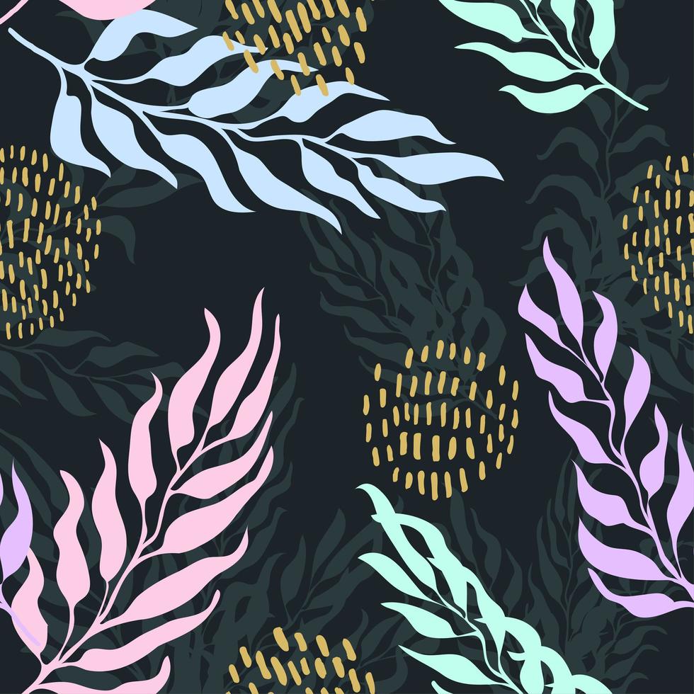Seamless background with illustration of exotic leaves vector
