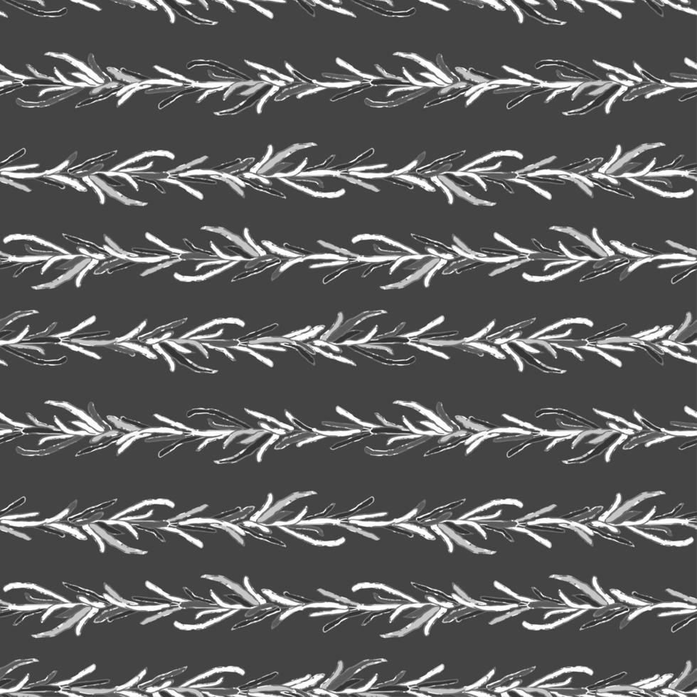 Seamless black and white pattern with foliage and plants vector