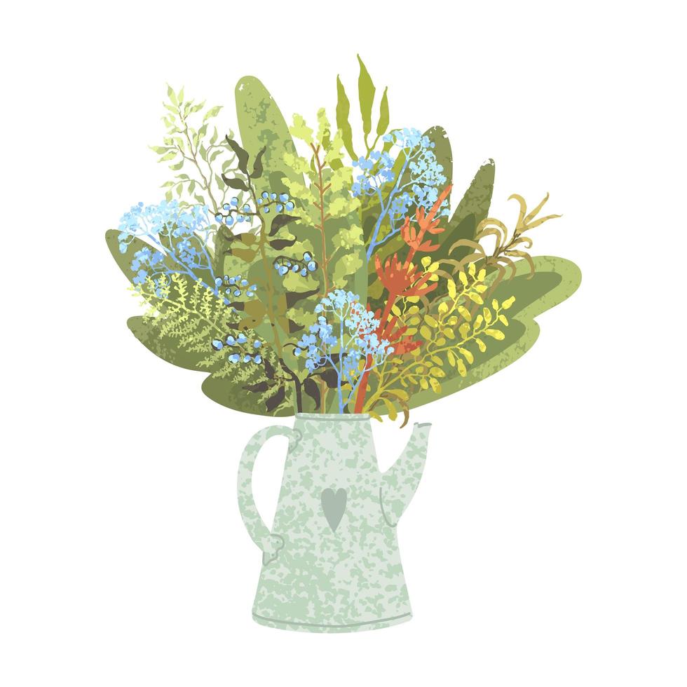 Bouquet in a Teapot Illustration vector