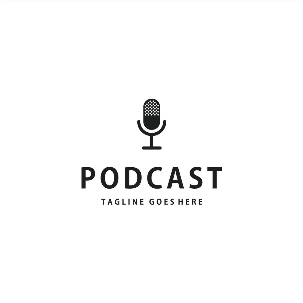 vector de icono de diseño de logotipo negro minimalista de podcast