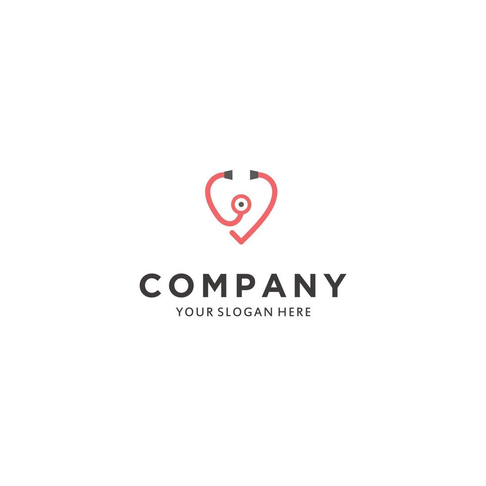 Medical health love logo design vector