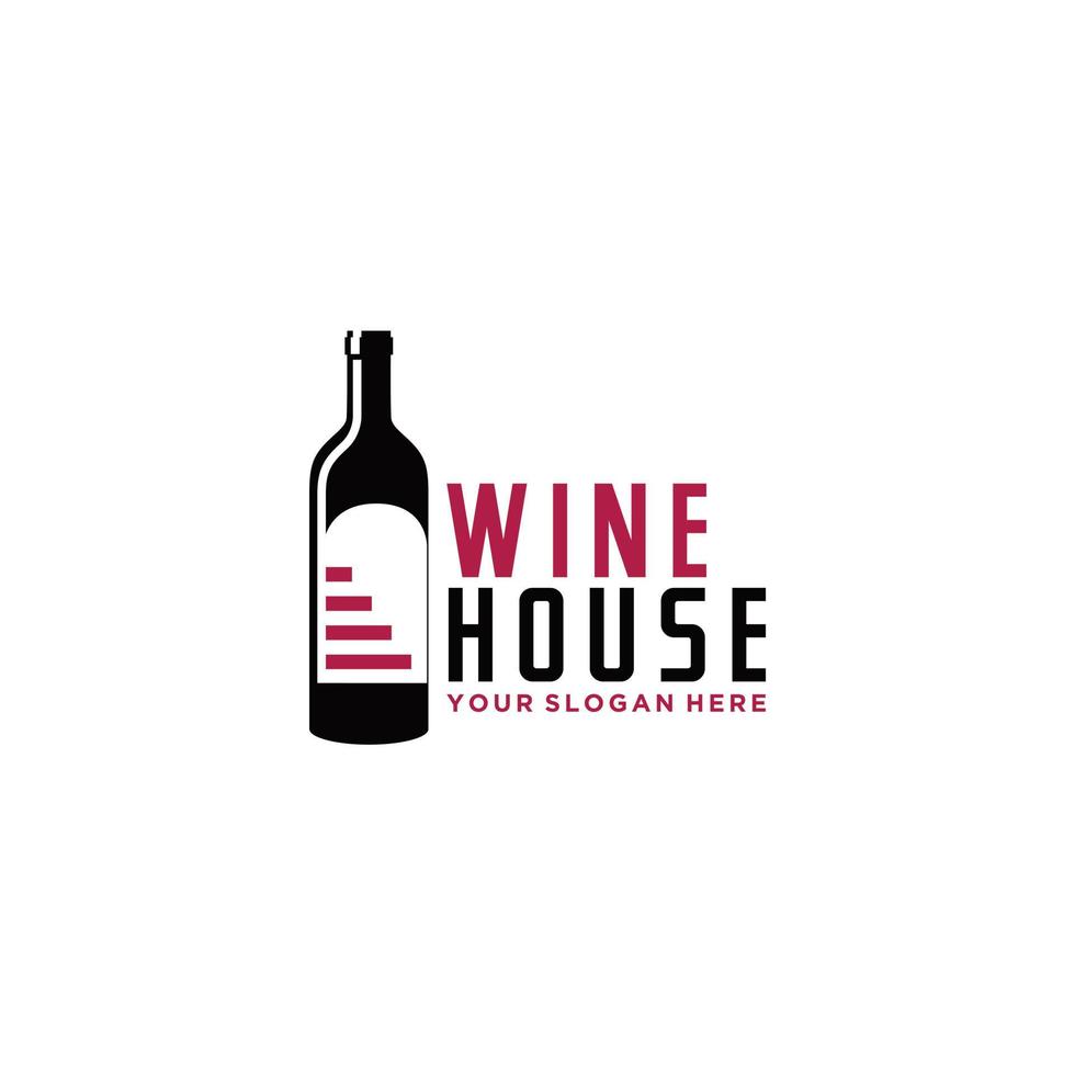 Red wine house botlle logo design inspiration vector