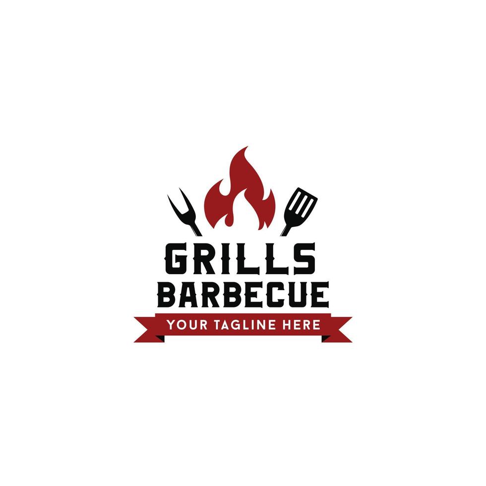 Grills barbecue logo design vector template