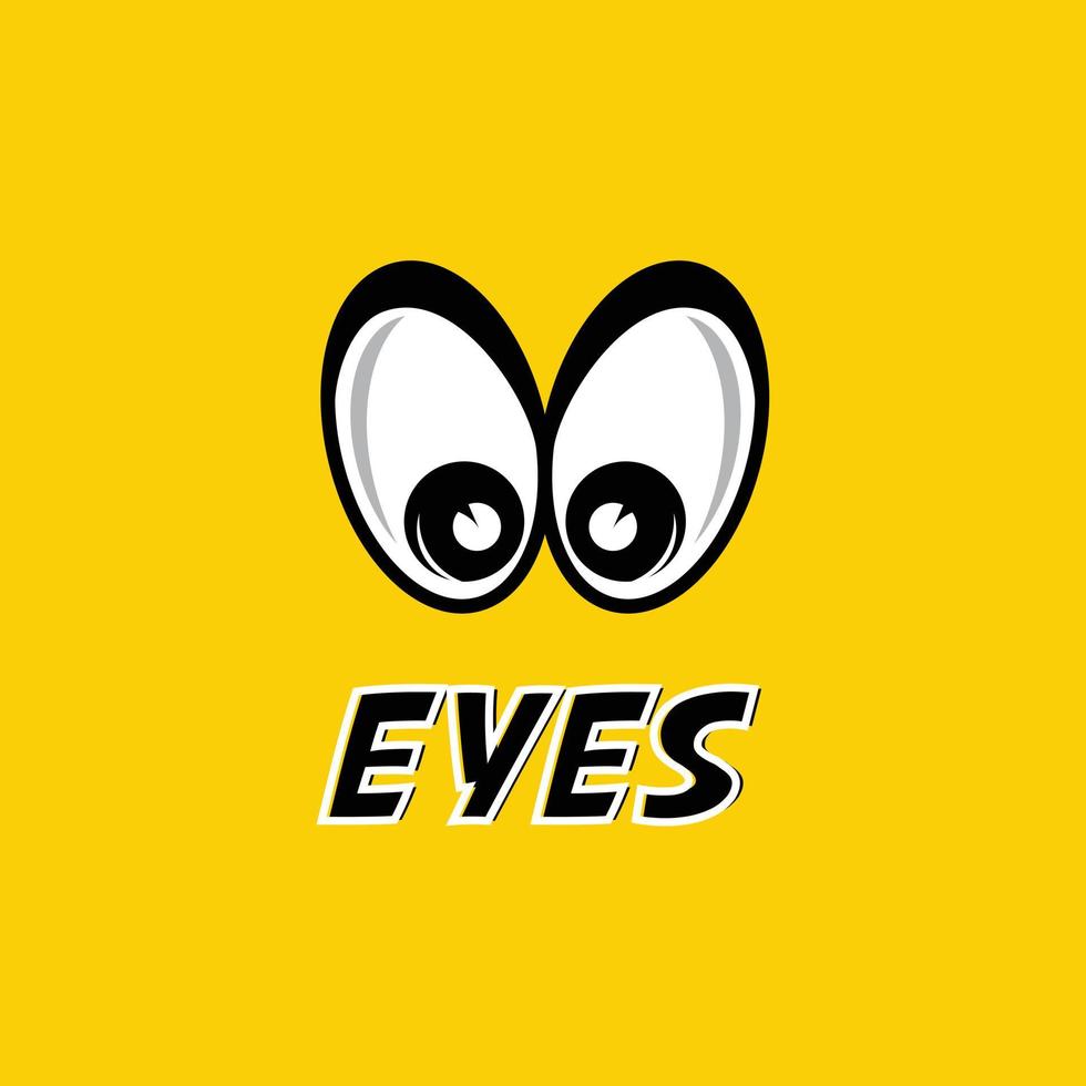 eyes cartoon yellow background logo design inspiration vector