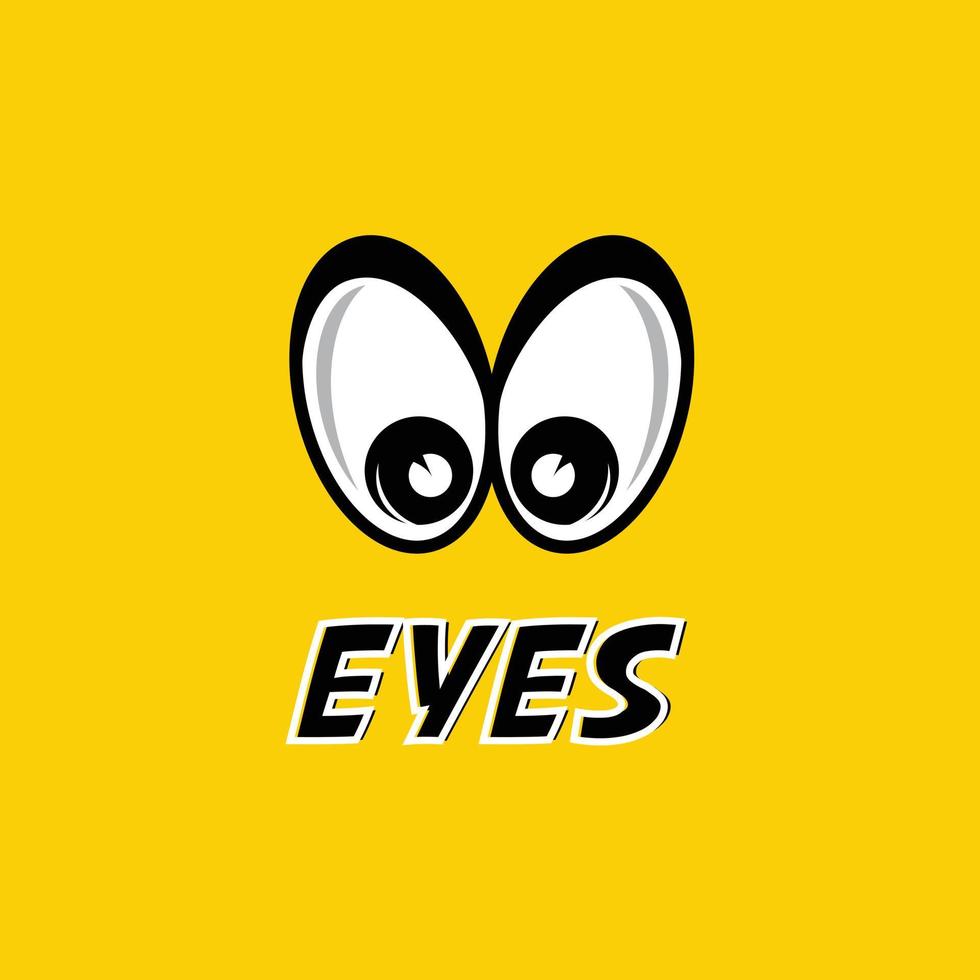 eyes cartoon yellow background logo design inspiration vector