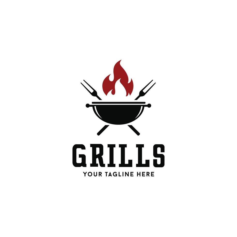 Grills barbecue logo design vector template