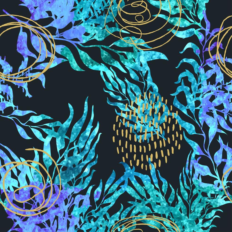 Seamless background with illustration of exotic leaves vector