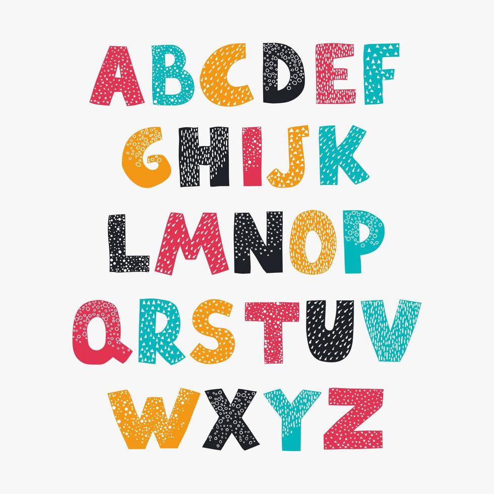 Positive colorful alphabet for children vector