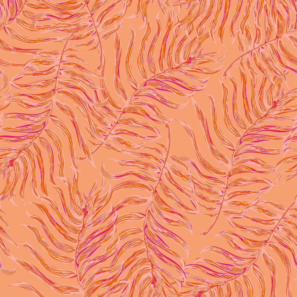 Seamless background with colorful illustration of tropical palm leaves vector