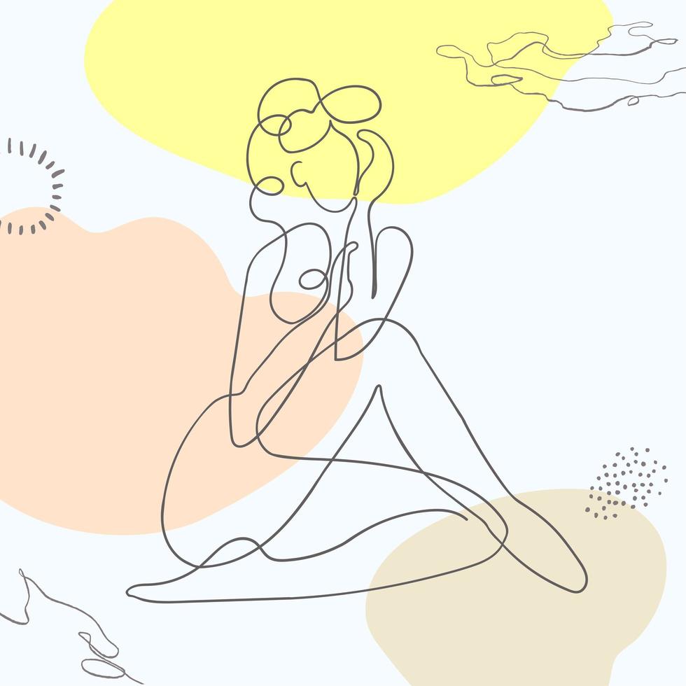 Outline illustration of woman body with blob shape vector