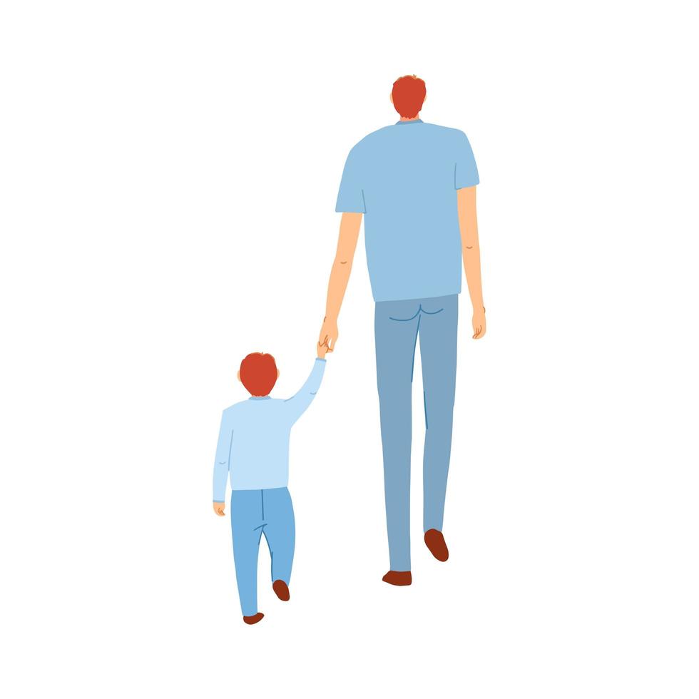 Illustration of father and son walk hand in hand vector