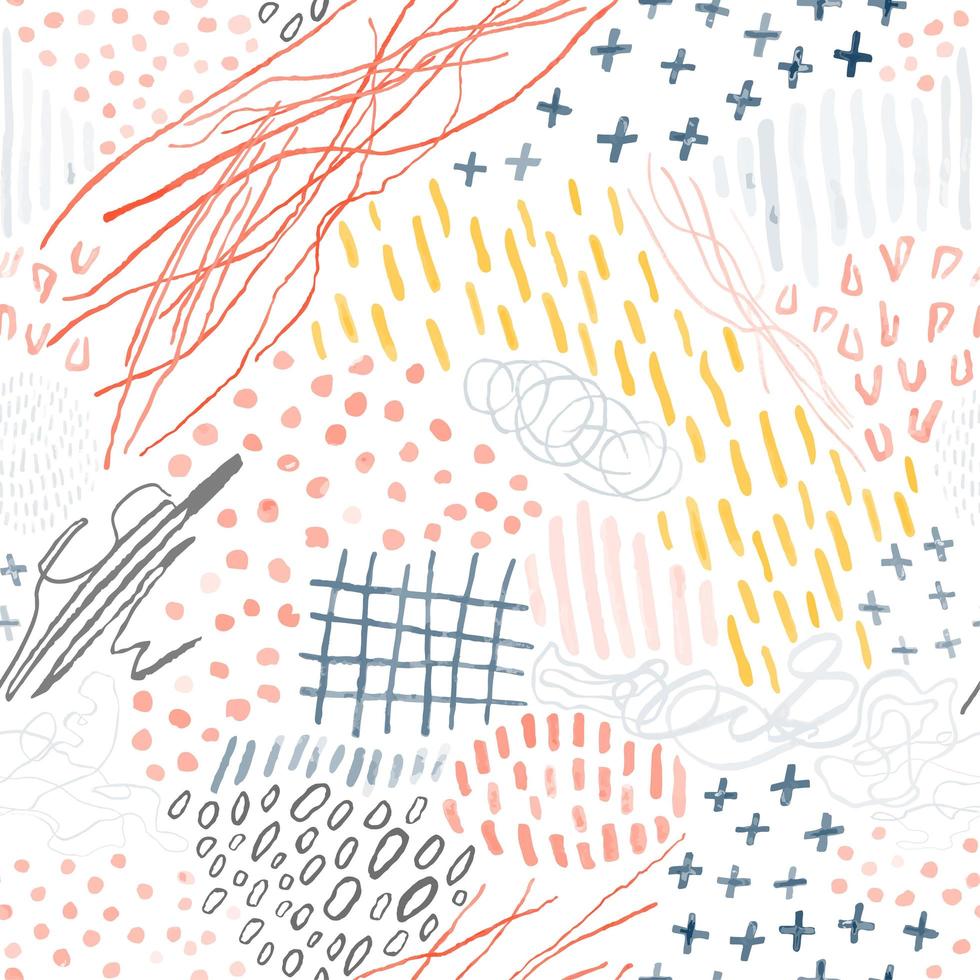 Seamless pattern with hand drawn abstract lines, doodles vector