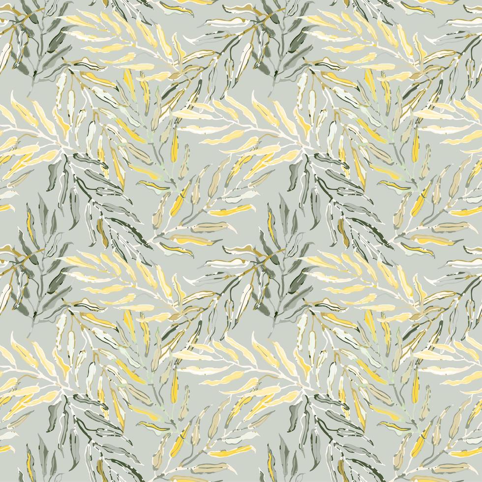 Seamless background with colorful illustration of tropical palm leaves vector