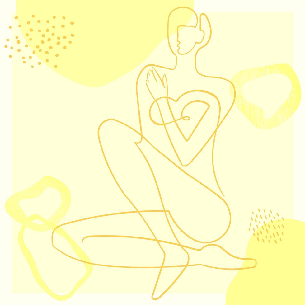 Outline illustration of woman body with blob shape vector