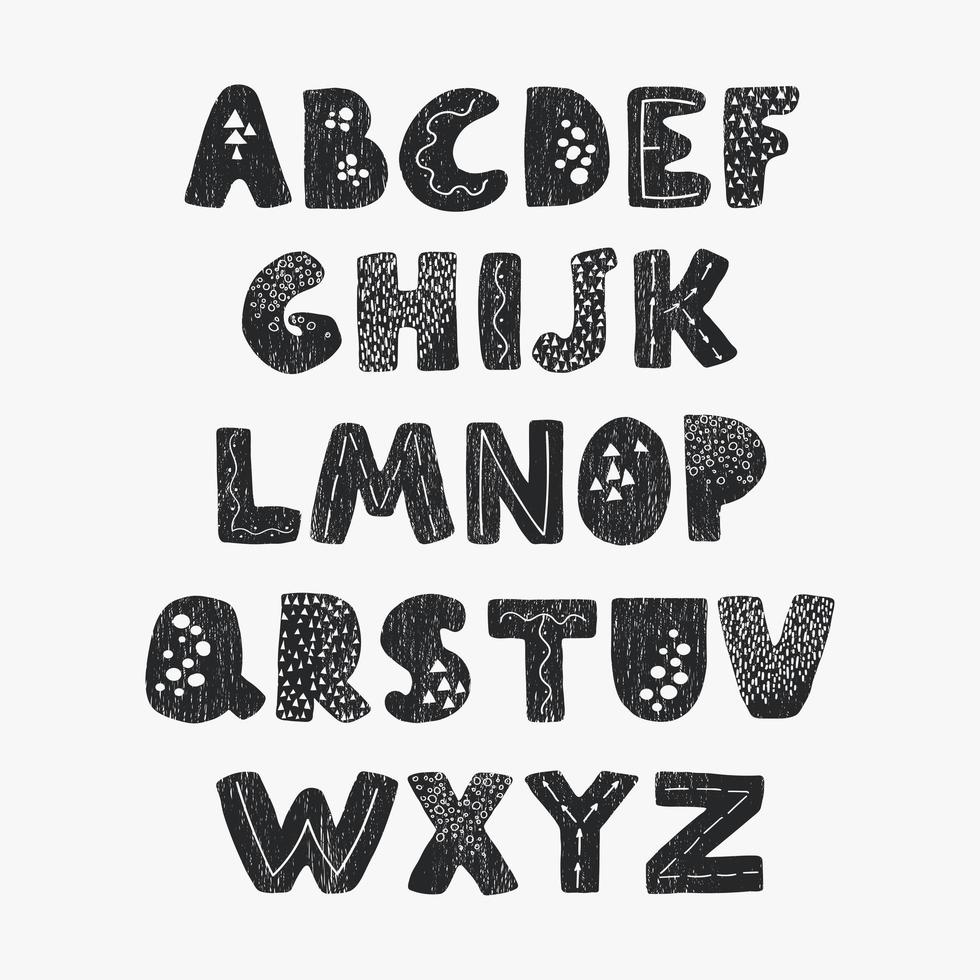 alfabeto positivo en blanco y negro para niños vector