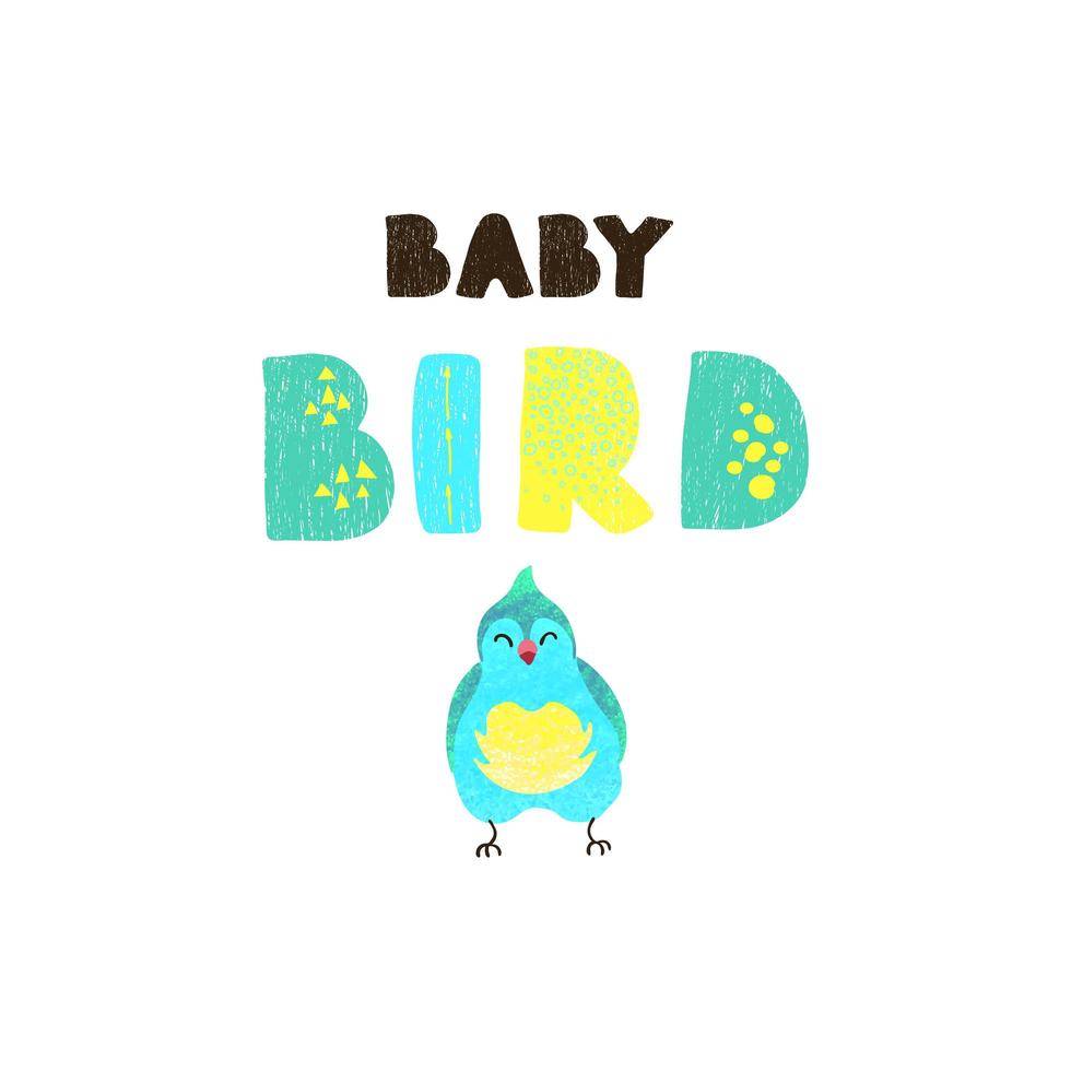 bird and hand drawn lettering - Baby bird. vector