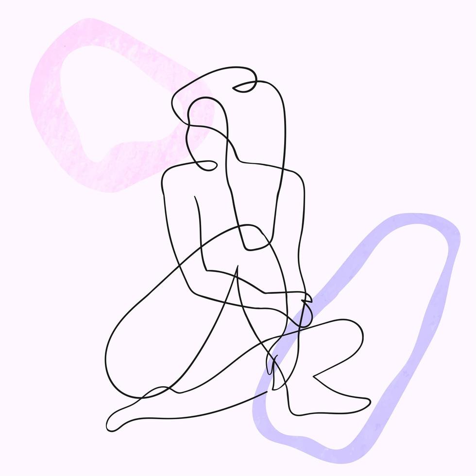 Outline illustration of woman body with blob shape vector