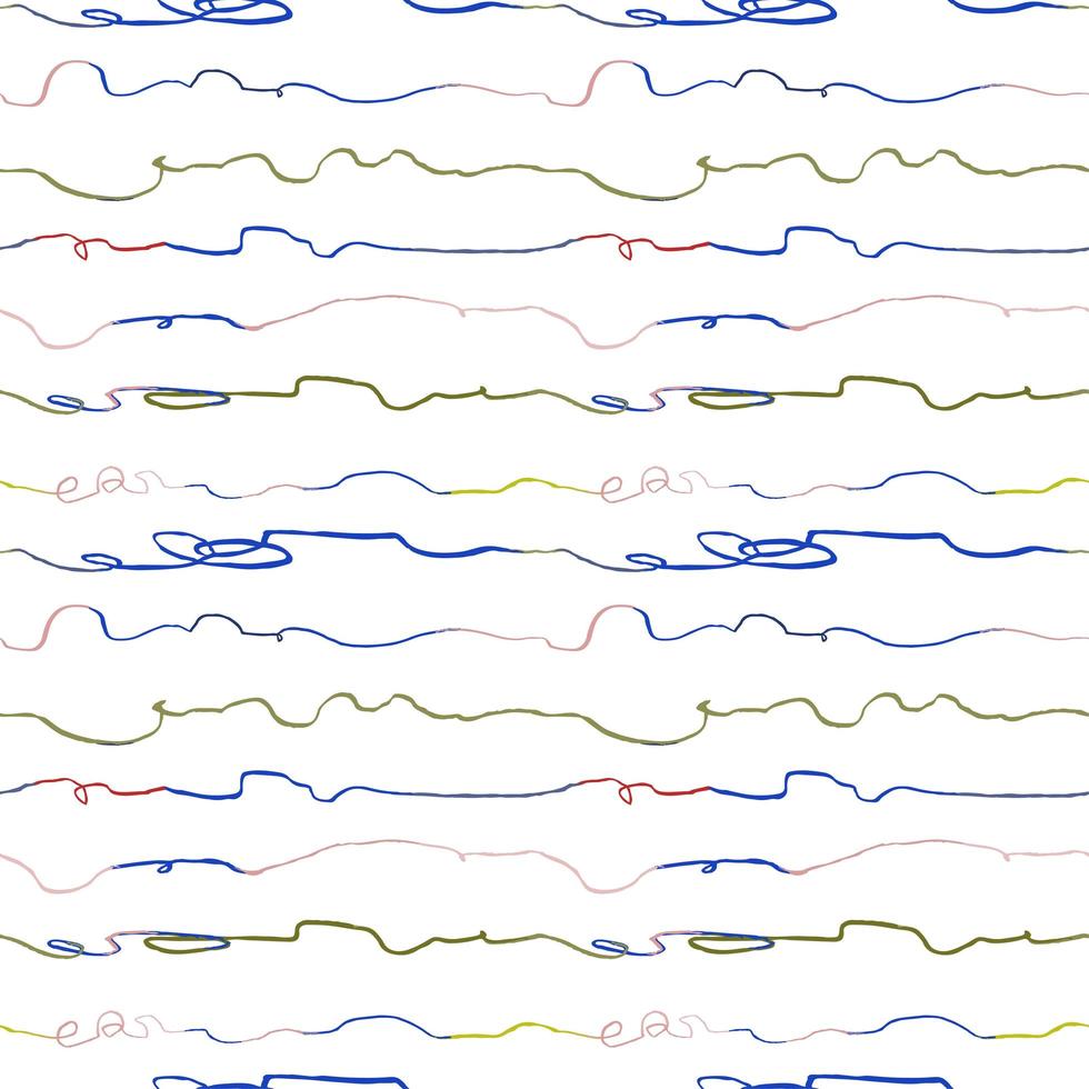Seamless pattern with hand drawn abstract horisontal lines, doodles vector