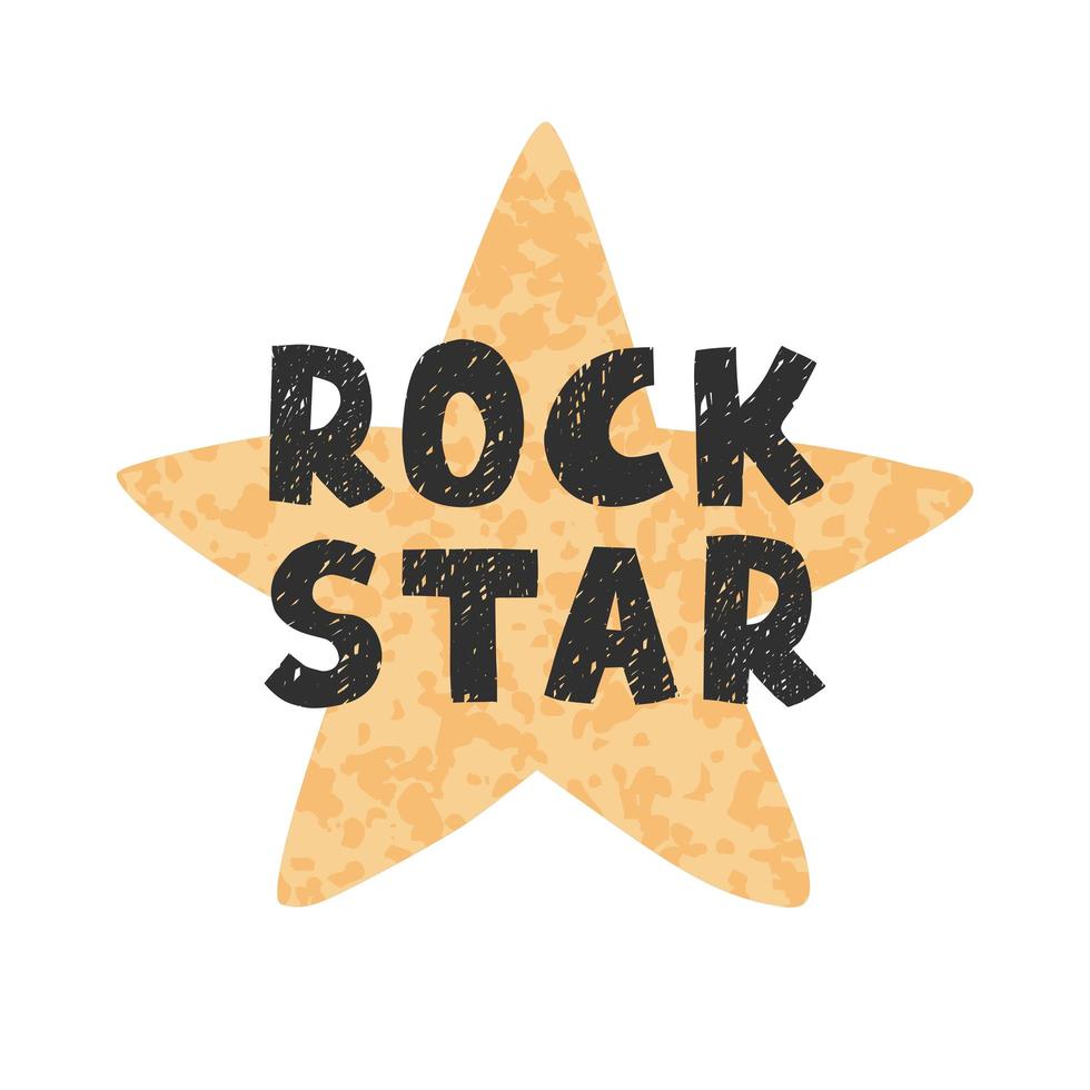 Rock star - fun hand drawn nursery poster with lettering vector