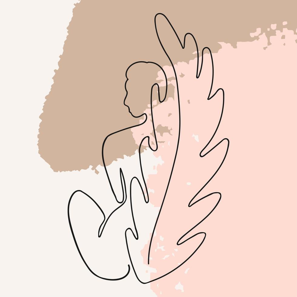 Outline illustration of woman body on abstract backgroung vector