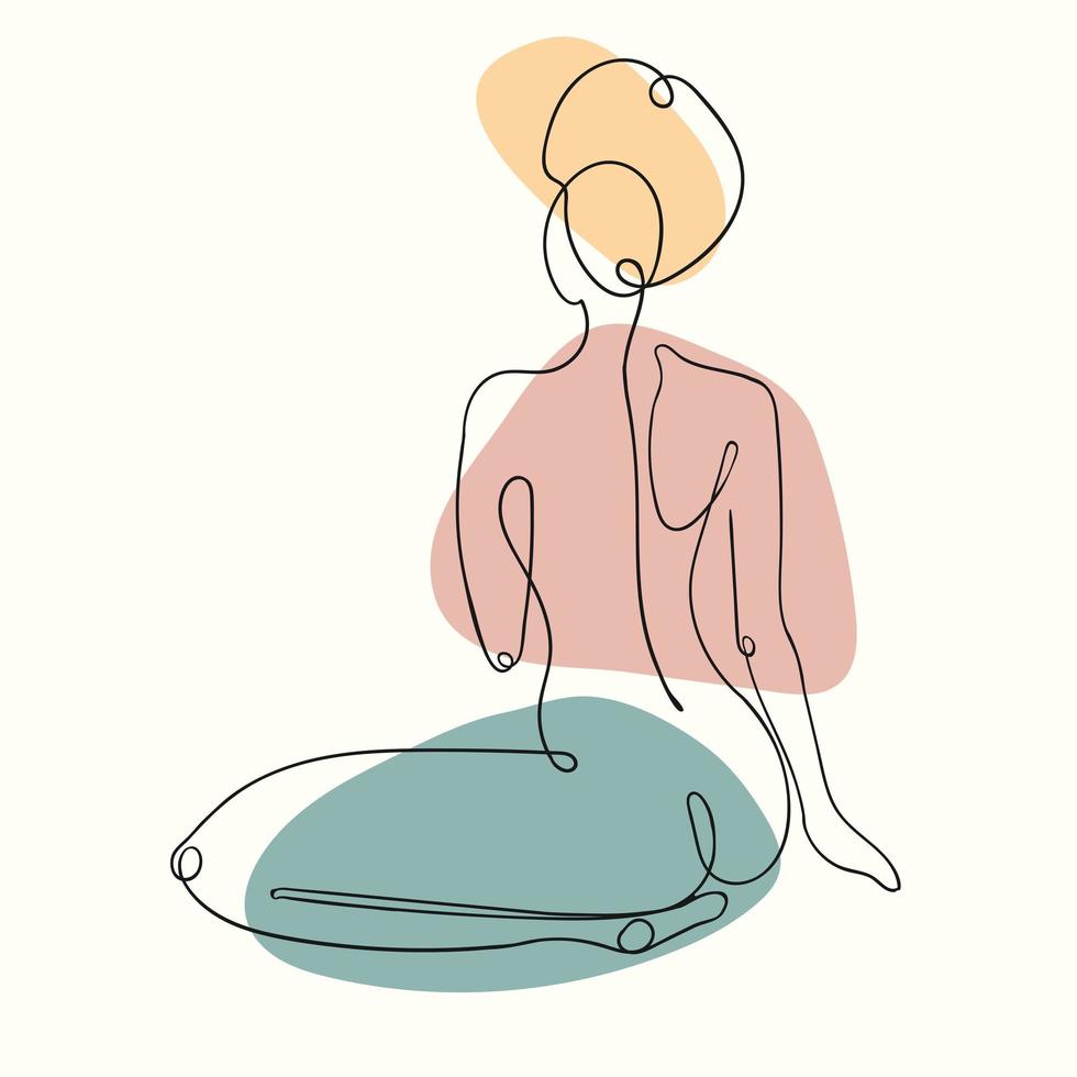 Outline illustration of woman body with blob shape vector