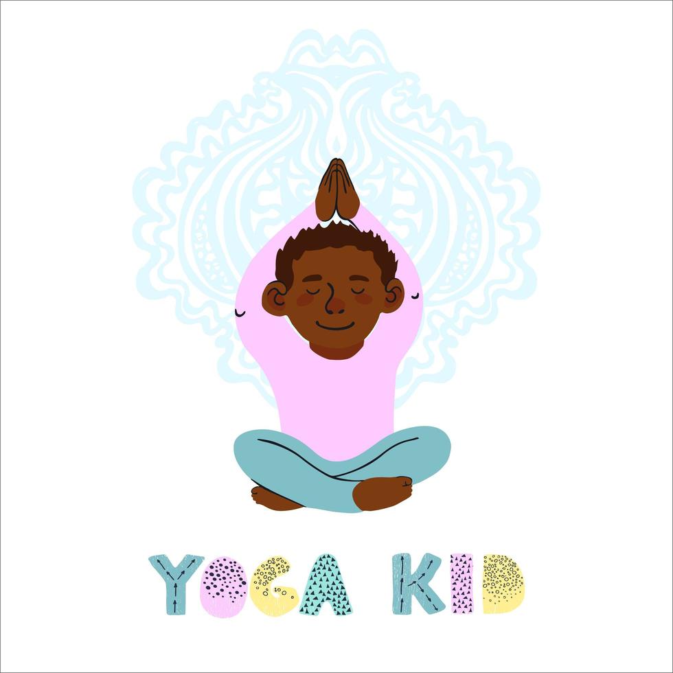 little boy doing yoga vector