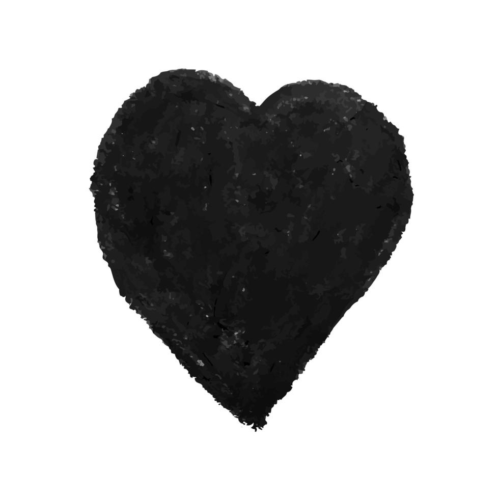 ilustración de forma de corazón dibujada con pasteles de tiza de color negro vector