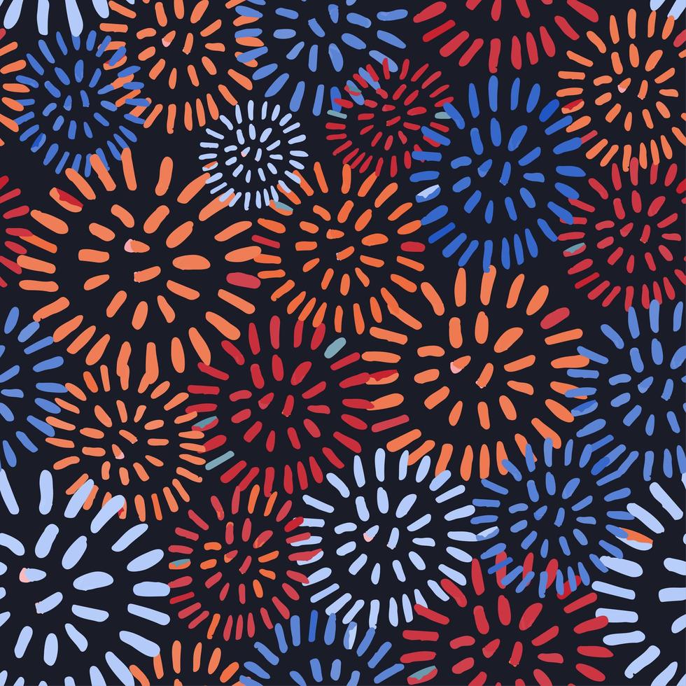 Seamless pattern with colorful hand drawn abstract round elements, doodles vector