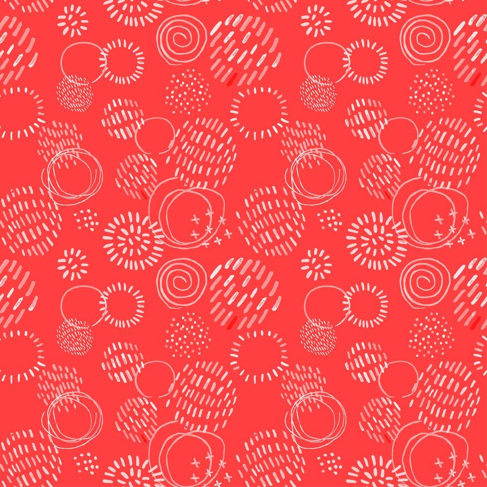 Seamless pattern with colorful hand drawn abstract round elements, doodles vector
