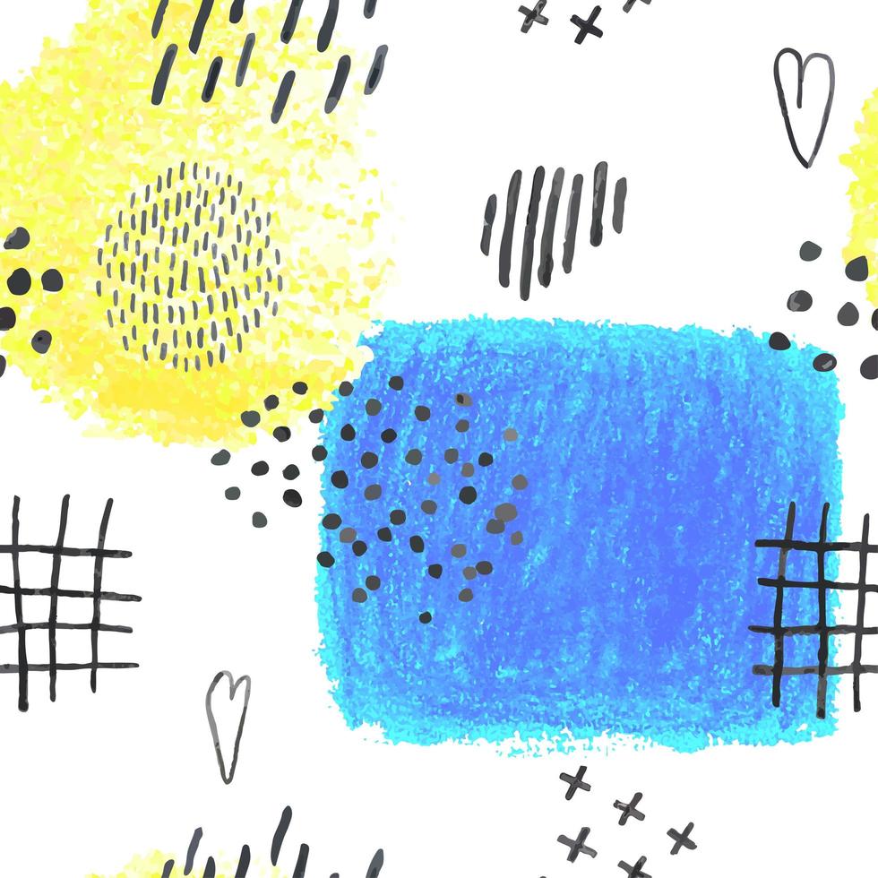 patrón sin costuras con manchas de lápiz abstractas dibujadas a mano, garabatos vector