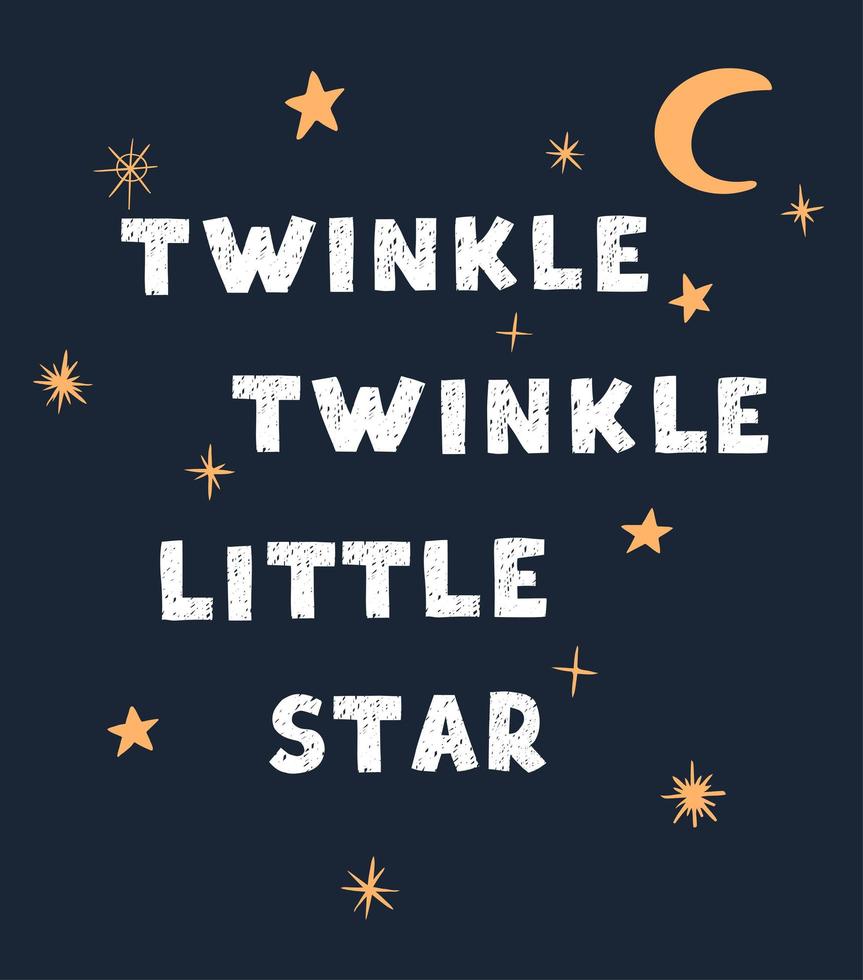 Little star - fun hand drawn nursery poster with lettering vector