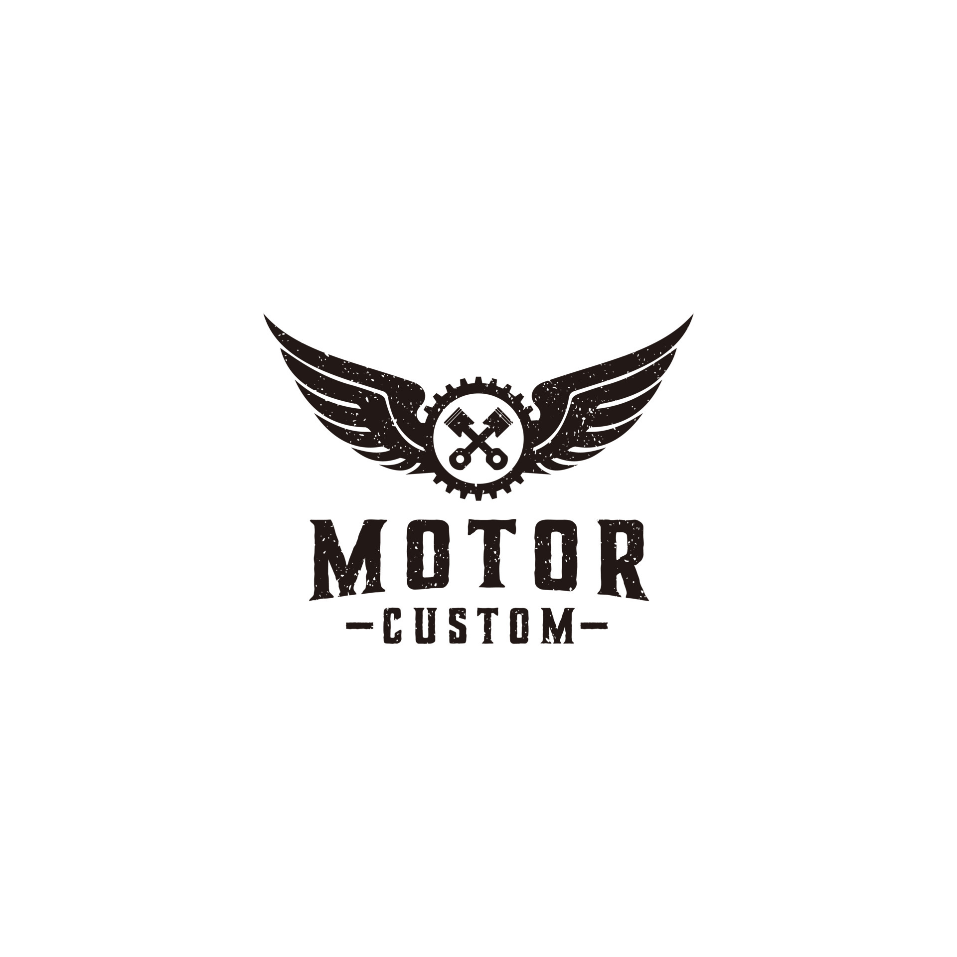 Pistons gear and wings club motorcycle logo design 5172378 Vector Art