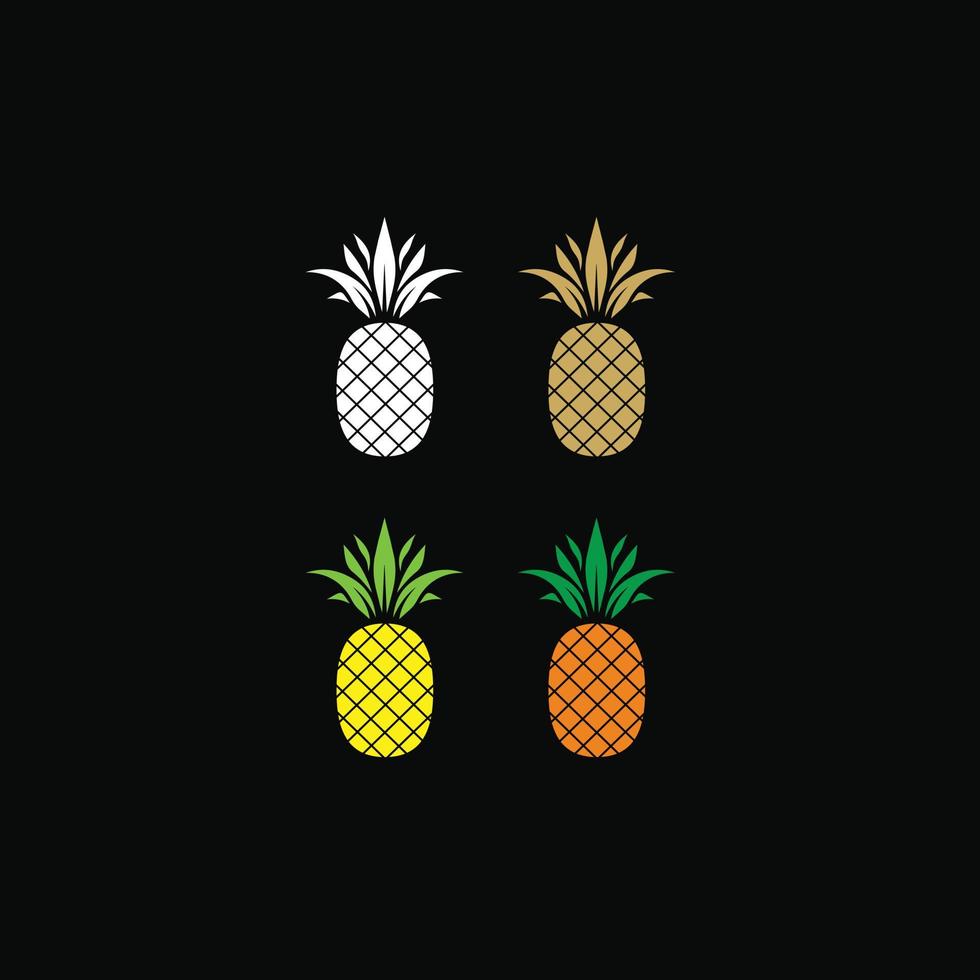 Set of pineapples fruit icon vector