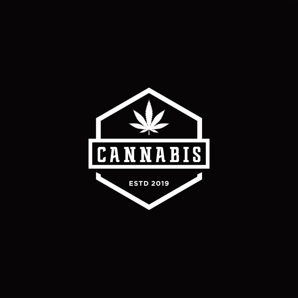 cannabis minimalist vintage logo design inspiration vector