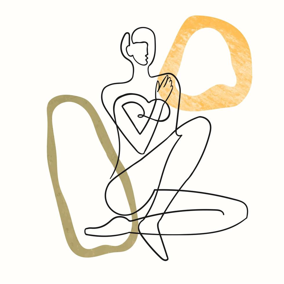 Outline illustration of woman body with blob shape vector