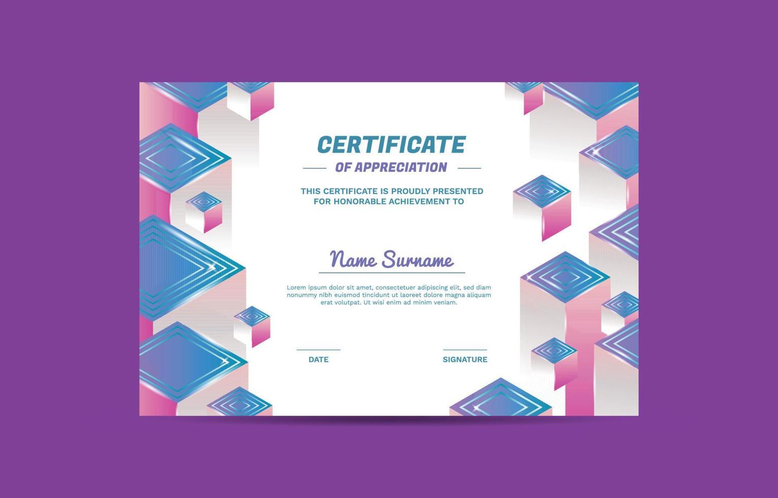 Modern Geometric Certificate Template vector