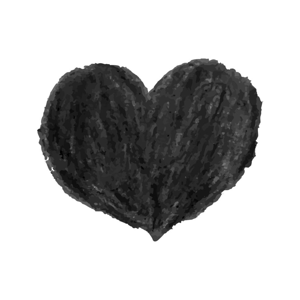 Illustration of heart shape drawn with black colored chalk pastels vector