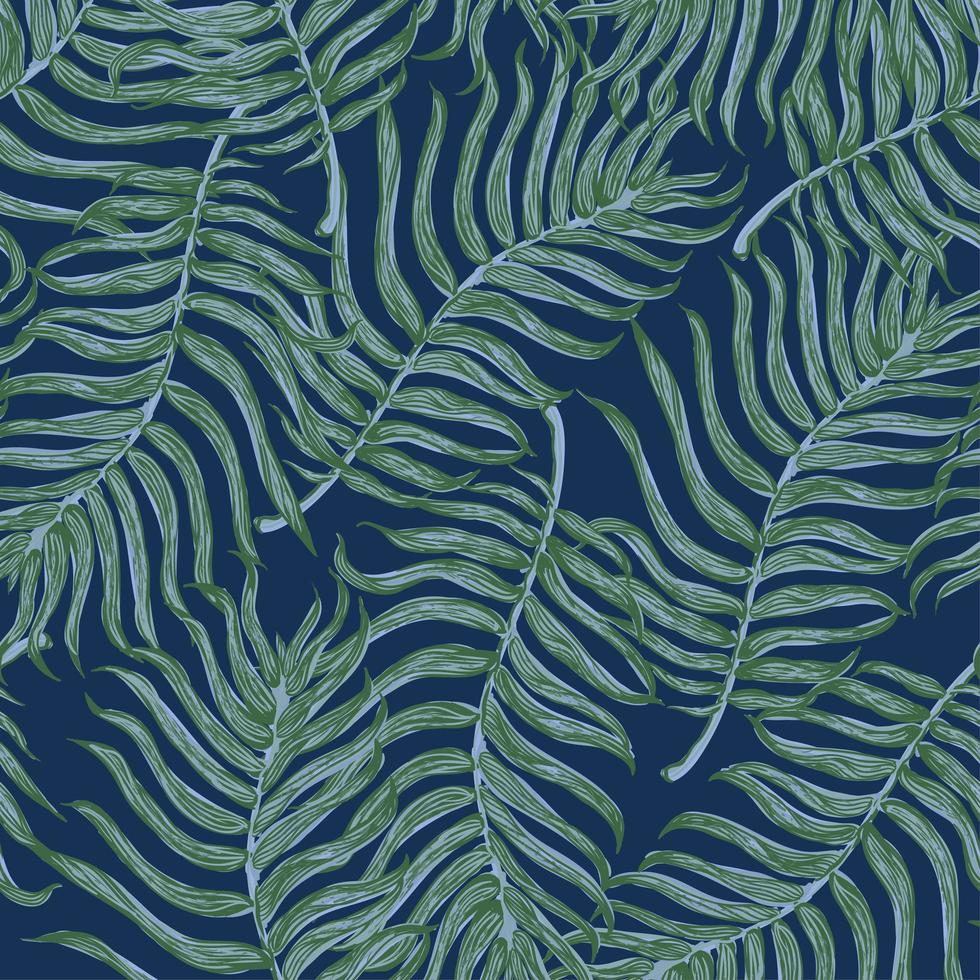 Seamless background with colorful illustration of tropical palm leaves vector