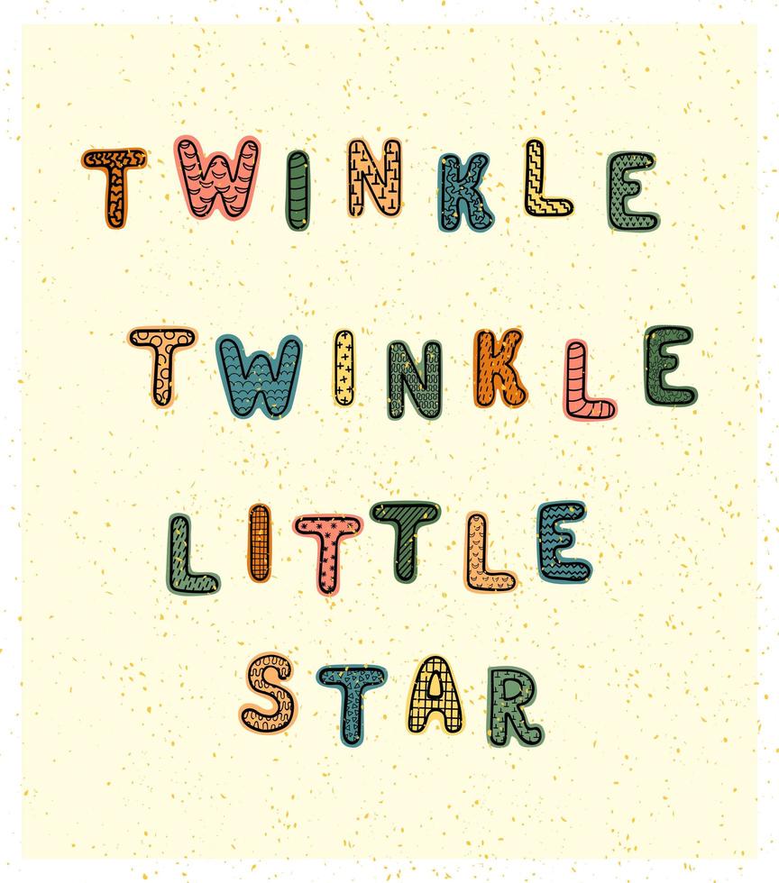 Little star - fun hand drawn nursery poster with lettering vector