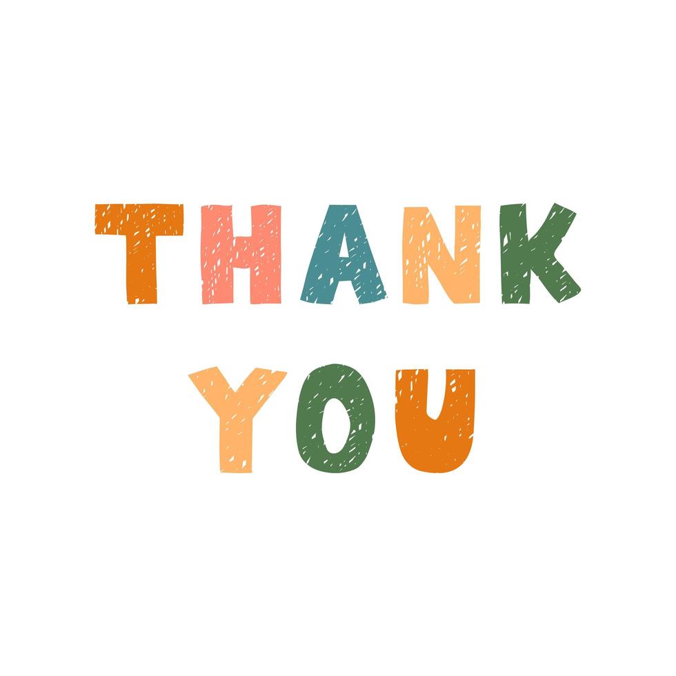 Thank you - fun hand drawn lettering vector