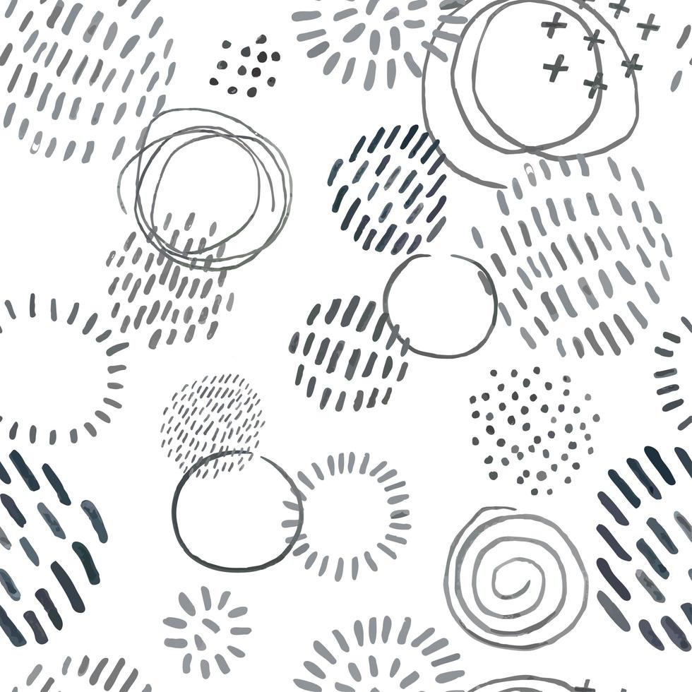 Seamless pattern with slate pencil hand drawn abstract round elements, doodles vector