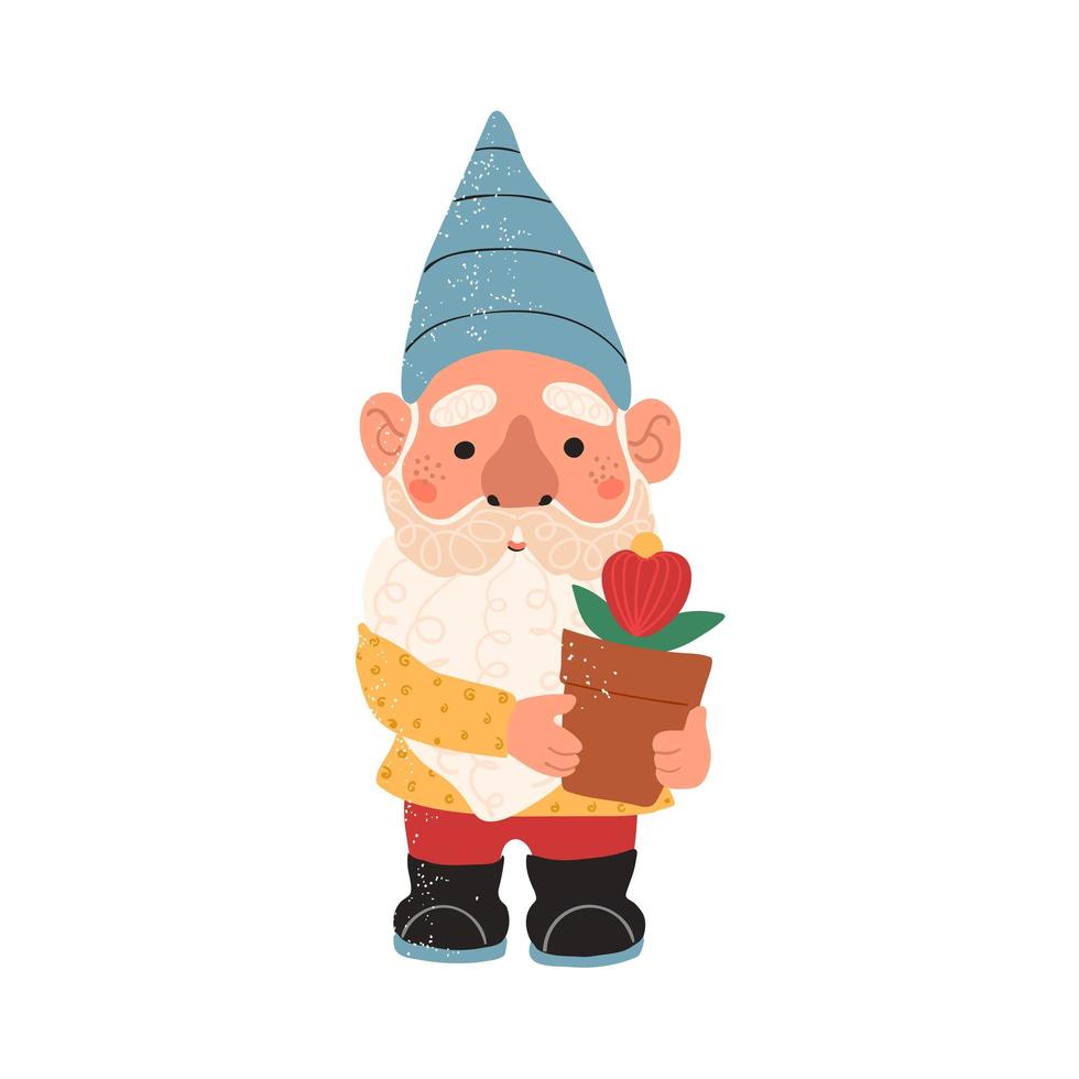 Colorful illustration of cute garden gnome vector