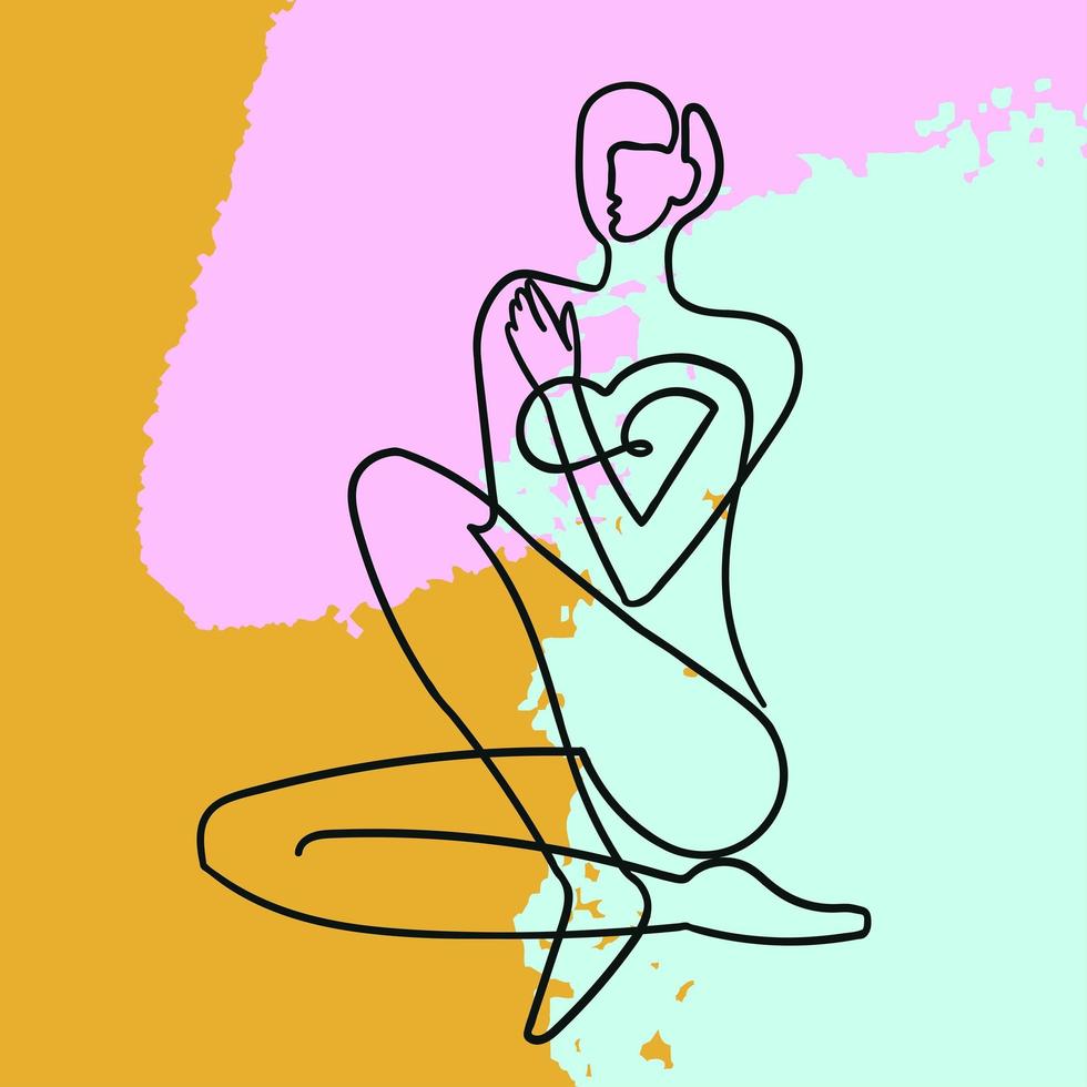 Outline illustration of woman body on abstract background vector