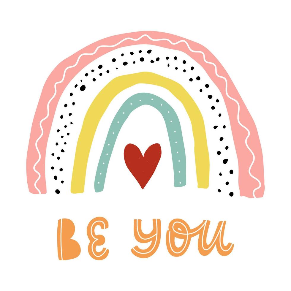 nursery poster with rainbow and lettering quote for posters, prints, kids apparel vector