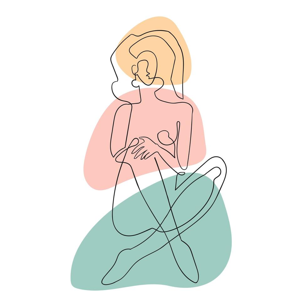 Outline illustration of woman body with blob shape vector