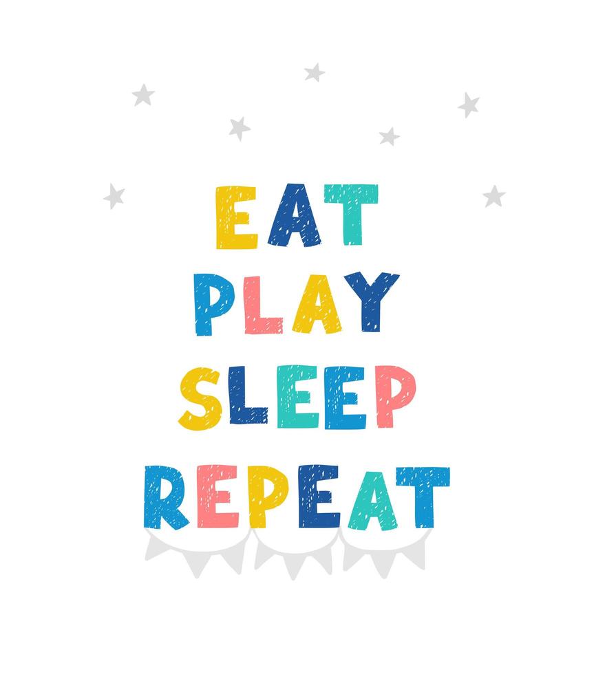 Repeat - fun hand drawn nursery poster with lettering vector