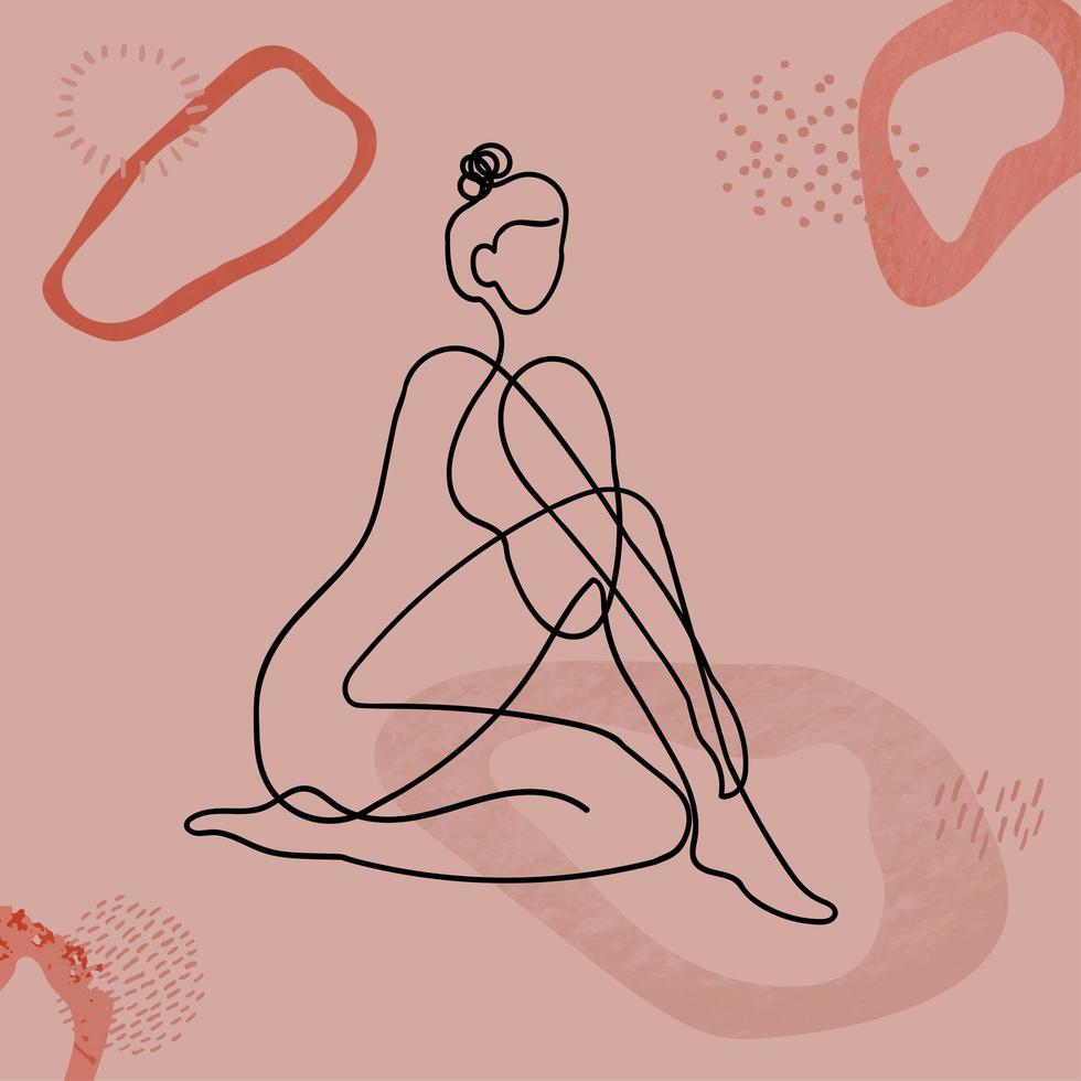 Outline illustration of woman body with blob shape vector