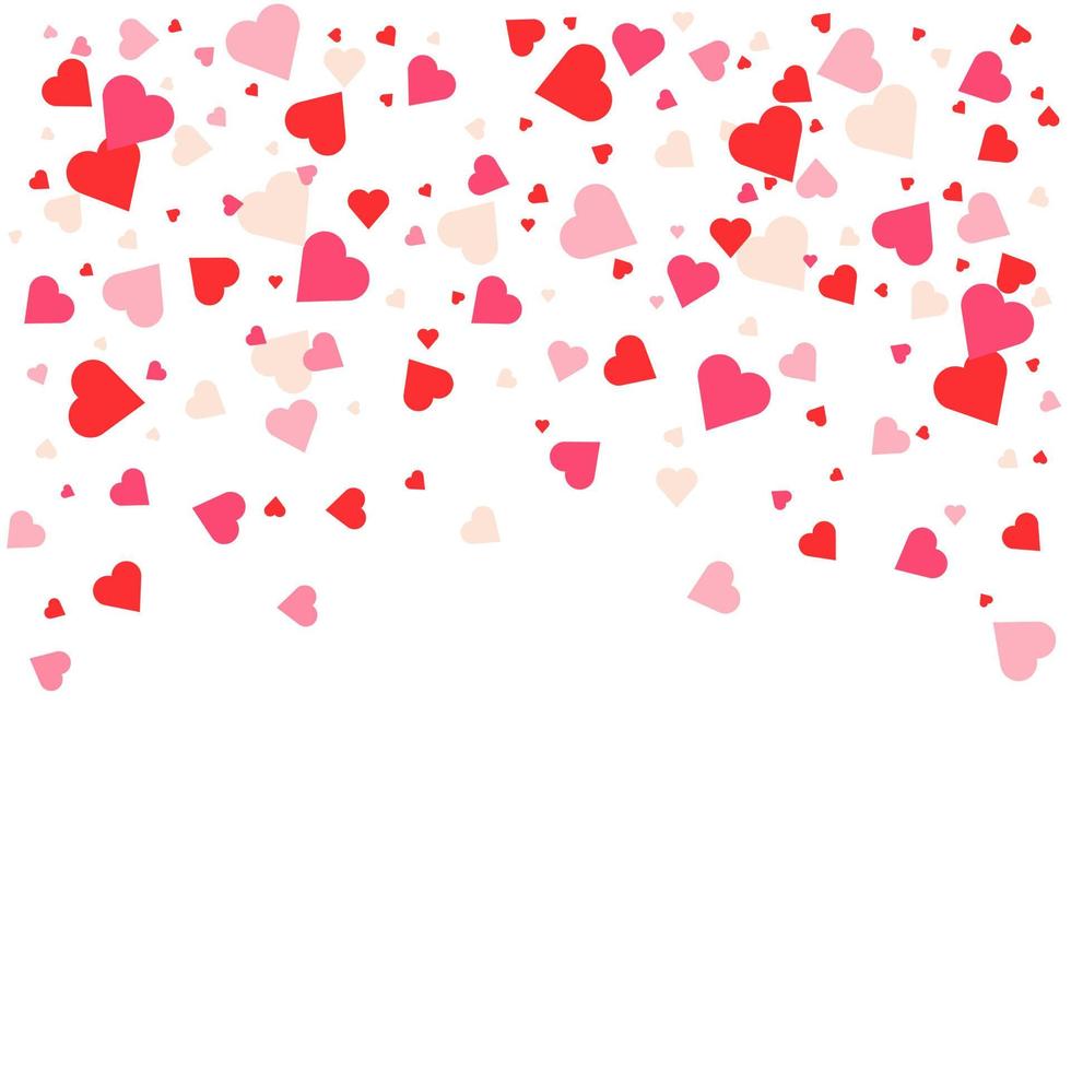 corazones de confeti cayendo. fondo con dispersión en forma de corazón. concepto de día de san valentín. ilustración vectorial vector