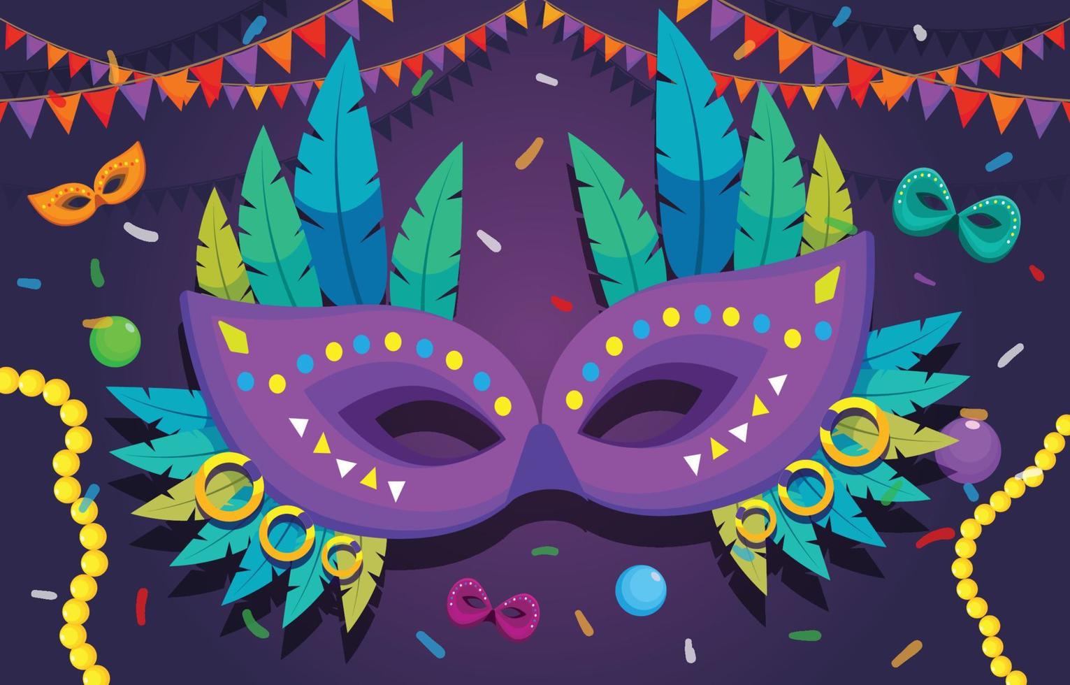 mardi gras máscaras y decoración ilustración vector